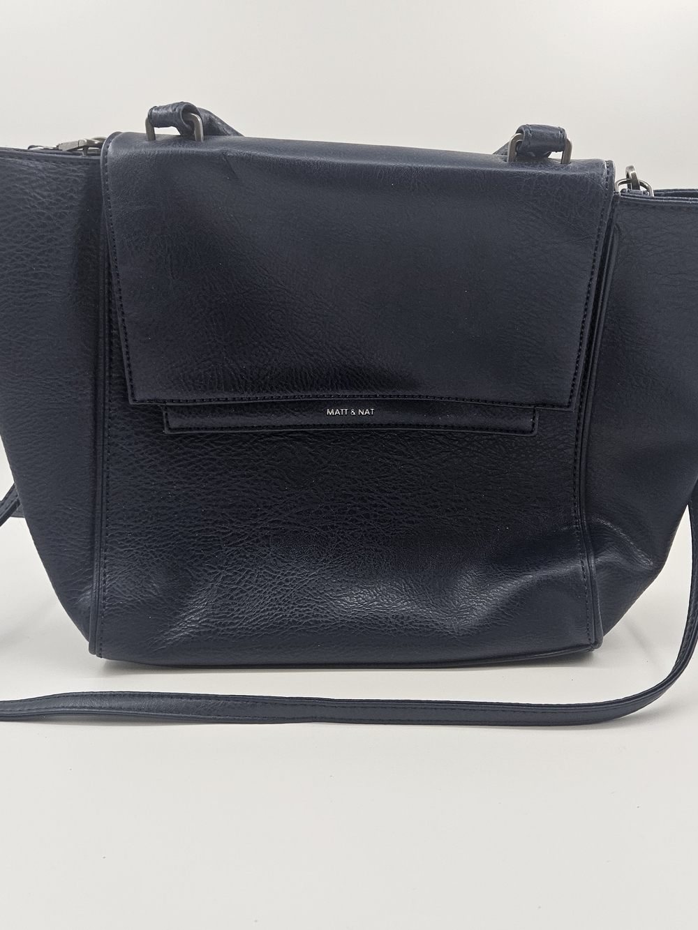 Matt & Nat Black Crossbody Bag Blue Adjustable Strap Minimalist Vegan Leather